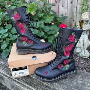 NEW Dr Martens 1914 Vonda Rose Tall Zip Combat Boots Women's 8 US / 6 UK